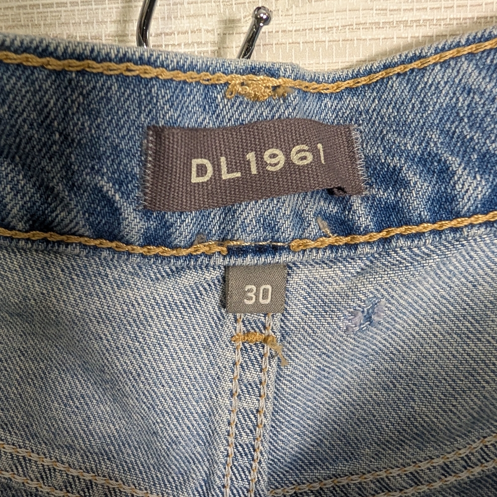 DL1961 Hepburn High Rise Wide Leg Vintage Upcycled Light Distressed 2 Tone Jeans - Picture 6 of 15
